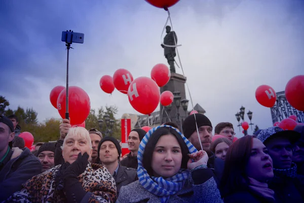 Novossibirsk Russie Octobre 2017 Politicien Alexei Navalny Prend Parole Lors — Photo