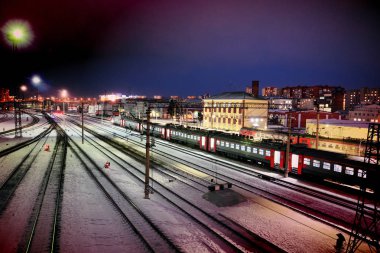 Barnaul, Rusya Federasyonu - 5 Ekim, 2017.Railway parça ve lokomotifler istasyonunda