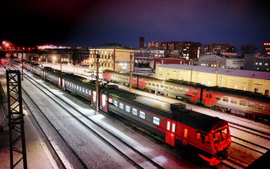 Barnaul, Rusya Federasyonu - 5 Ekim, 2017.Railway parça ve lokomotifler istasyonunda
