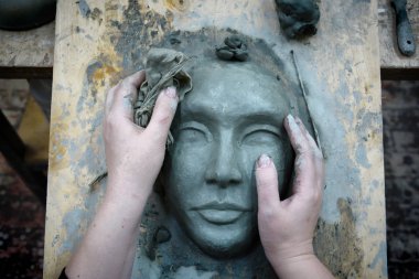 Rusya, Moskova-Aralık 15, Moskova Devlet Sanat Enstitüsü Surikov sonra adlı 2018.Sculpture dersleri