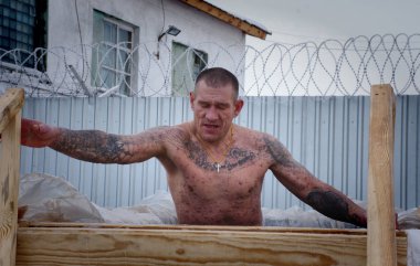 Barnaul, Rusya Federasyonu-Ocak 19, 2019.Prisoners hapiste almak Vaftiz ayini