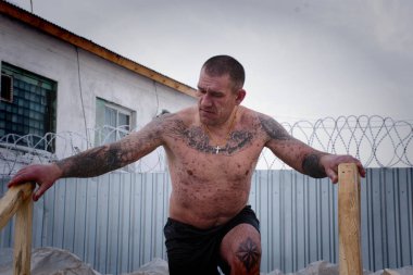 Barnaul, Rusya Federasyonu-Ocak 19, 2019.Prisoners hapiste almak Vaftiz ayini