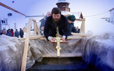 Barnaul, Rusya Federasyonu-Ocak 19, 2019.Prisoners hapiste almak Vaftiz ayini