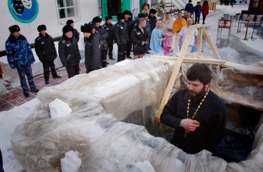 Barnaul, Rusya Federasyonu-Ocak 19, 2019.Prisoners hapiste almak Vaftiz ayini