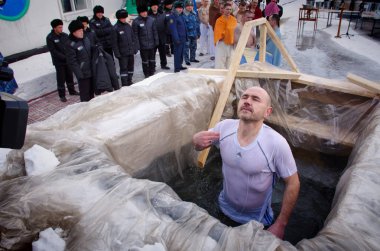 Barnaul, Rusya Federasyonu-Ocak 19, 2019.Prisoners hapiste almak Vaftiz ayini