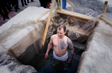 Barnaul, Rusya Federasyonu-Ocak 19, 2019.Prisoners hapiste almak Vaftiz ayini