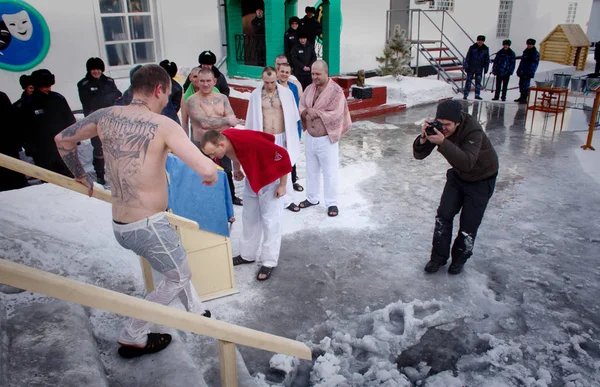 Барнаул Росія Січень 2019 Prisoners Язниці Взяти Обряд Хрещення — стокове фото