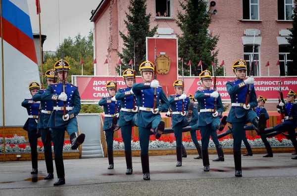 Moscou Rússia Junho 2018 Soldados Regimento Presidencial Marchando Praticando Para — Fotografia de Stock