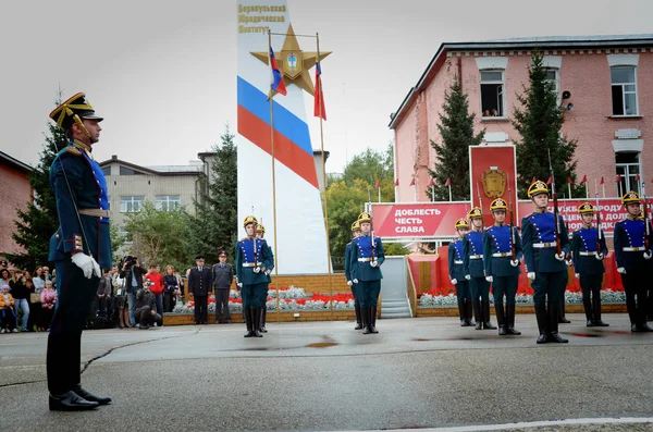 Barnaul Ryssland Juli 2018 Kadetter Och Officerare Lagen Barnaul Institute — Stockfoto