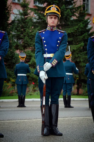 Moscou Rússia Junho 2018 Soldados Regimento Presidencial Marchando Praticando Para — Fotografia de Stock