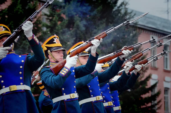 Moskou Rusland Juni 2018 Presidential Regiment Soldaten Marcheren Oefenen Schieten — Stockfoto