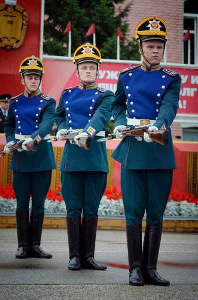 Moscou Rússia Junho 2018 Soldados Regimento Presidencial Marchando Praticando Para — Fotografia de Stock