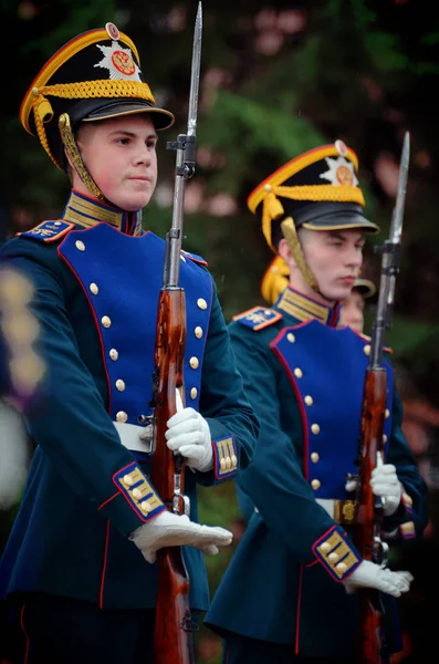 Moskwa Rosja Czerwiec 2018 Presidential Pułk Żołnierzy Maszerujących Praktykowanie Strzelać — Zdjęcie stockowe