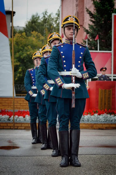 Moskva Rusko Červen 2018 Presidential Pluk Vojáků Pochodující Praktikování Střílet — Stock fotografie