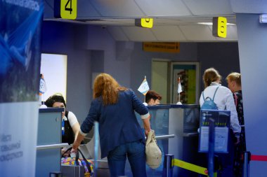 Barnaul, Rusya Federasyonu-Temmuz 18, 2018.passenger iade hall adlı Barnaul Havaalanı