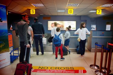 Barnaul, Russia-July 18, 2018.passenger check-in hall at the airport of Barnaul clipart