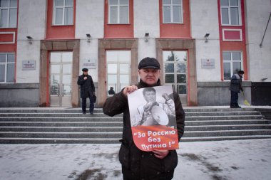 Barnaul, Rusya Federasyonu-Şubat 27, 2019. Bir poster 