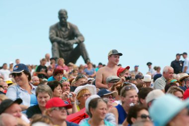 Srostki, Rusya Federasyonu-Temmuz 25, 2018.Spectators izle Shukshin film festivali gösteri