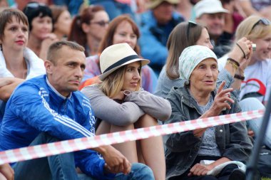 Srostki, Rusya Federasyonu-Temmuz 25, 2018.Spectators izle Shukshin film festivali gösteri