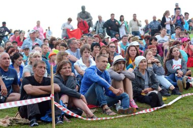 Srostki, Rusya Federasyonu-Temmuz 25, 2018.Spectators izle Shukshin film festivali gösteri