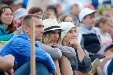 Srostki, Rusya Federasyonu-Temmuz 25, 2018.Spectators izle Shukshin film festivali gösteri