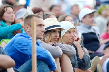 Srostki, Rusya Federasyonu-Temmuz 25, 2018.Spectators izle Shukshin film festivali gösteri