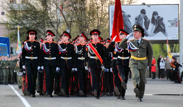 Barnaul Russland Mai 2015 Russische Kadetten Uniform Marschieren Auf Der — Stockfoto