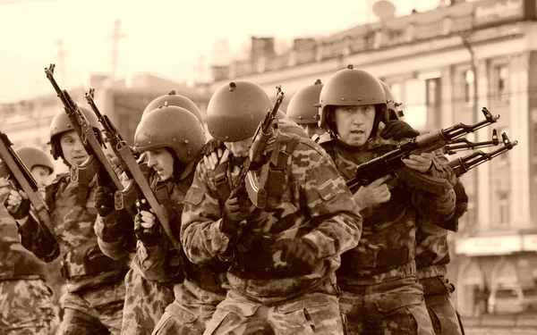 Barnaul Altai Krai Maggio 2014 Gruppo Soldati Delle Forze Speciali — Foto Stock