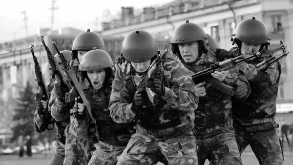 Barnaul Altay Krayı Mayıs 2014 Grup Özel Kuvvetler Asker Şehirde — Stok fotoğraf