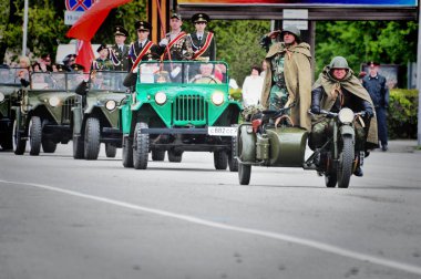 Barnaul, Rusya-Mayıs 9, 2017. Barnaul Cadet Kolordusu 'nın öğrenciler zafer Parade katılmak