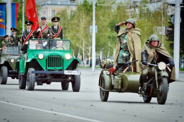 Barnaul, Rusya-Mayıs 9, 2017. Barnaul Cadet Kolordusu 'nın öğrenciler zafer Parade katılmak