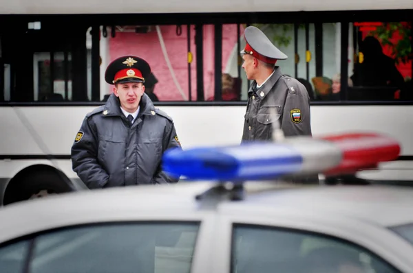 Barnaul Russland Mai 2018 Polizeibeamte Sind Während Des Siegtages Dienst — Stockfoto