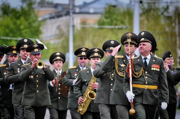 Барнаул Россия Мая 2017 Military Band Plays March — стоковое фото