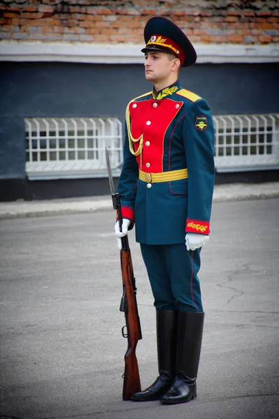Barnaul Rosja Maja 2019 Żołnierze Plutonu Straży Honorowej Ministerstwa Spraw — Zdjęcie stockowe