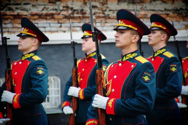 Barnaul Rosja Maja 2019 Żołnierze Plutonu Straży Honorowej Ministerstwa Spraw — Zdjęcie stockowe