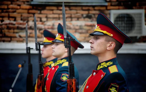 Barnaul Oroszország Május 2019 Becsületőrség Katonái Platoon Belügyminisztériumtól — Stock Fotó