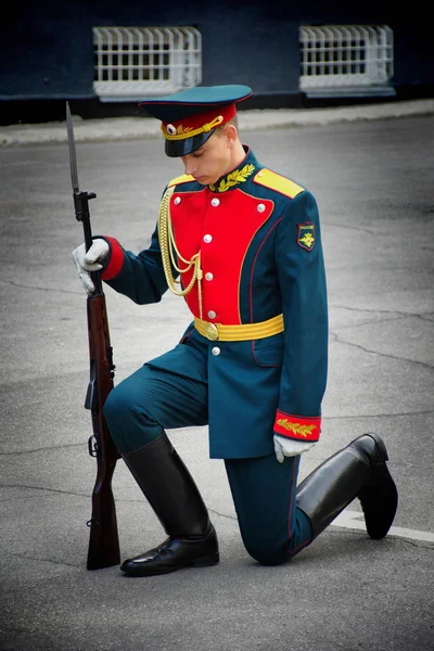 Barnaul Russland Mai 2019 Soldaten Des Ehrengardezuges Des Ministeriums Für — Stockfoto