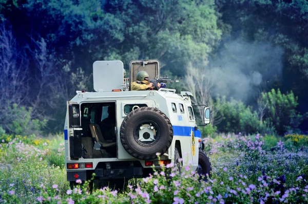 Barnaul Rusia Junio 2019 Soldados Las Fuerzas Especiales Con Armas — Foto de Stock