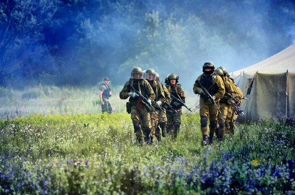 Barnaul Russia June 2019 Special Forces Soldiers Weapons Command Staff — Stock Photo, Image