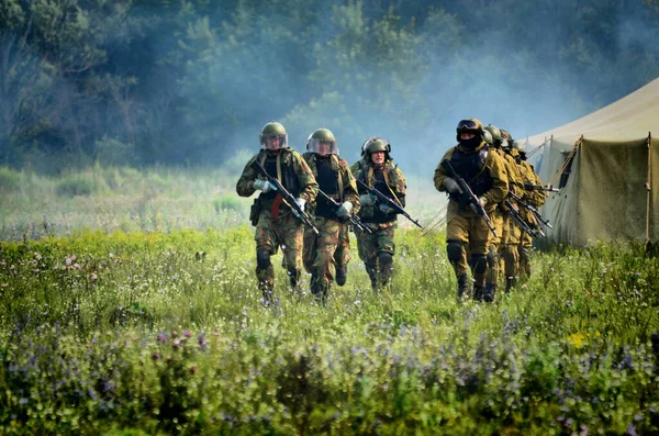 Barnaul Russia June 2019 Special Forces Soldiers Weapons Command Staff — Stock Photo, Image