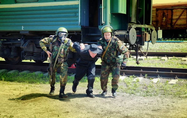 Barnaul Oroszország 2020 Május Különleges Erők Katonái Megrohamozták Vasúti Kocsikat — Stock Fotó