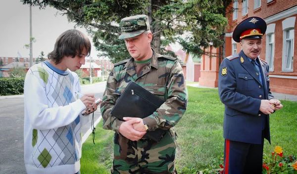 Barnaul Russie Juin 2018 Soldats Des Troupes Internes Armés Pendant — Photo