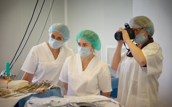 Novosibirsk Russia Giugno 2020 Team Chirurgico Opera Paziente Ospedale — Foto Stock