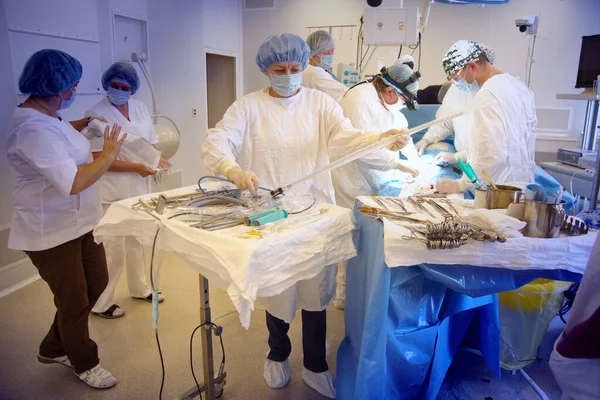 Novosibirsk Russia June 2020 Surgical Team Operates Patient Hospital — Stock Photo, Image