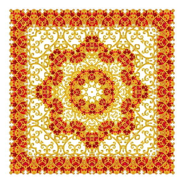 Brillante Spitze Stilisierte Blumen Durchbrochene Weben Zarter Paisleyfarbener Locken Quadratischer — Stockfoto