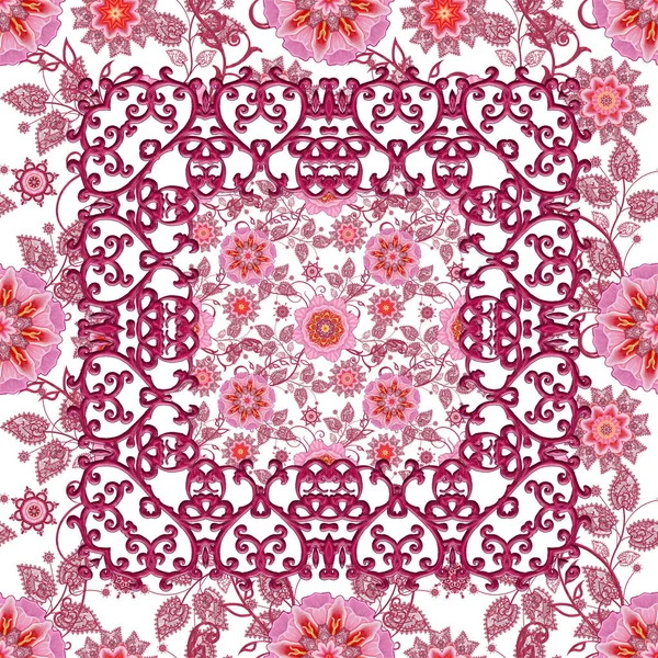 Vzor Bezešvé Brilantní Krajky Stylizované Květiny Prolamované Tkaní Kadeří Jemná — Stock fotografie