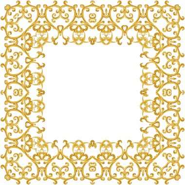 Kare altın çerçeve. Parlak bukleler öğeleri Arabesk, Arap oryantal tarzda.