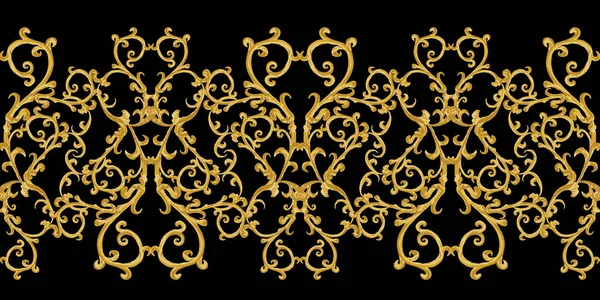 Seamless modeli. Altın dokulu bukleler. Oryantal tarzı Arabesk. Parlak dantel, stilize çiçekler. Narin, altın arka plan dokuma Ajur.