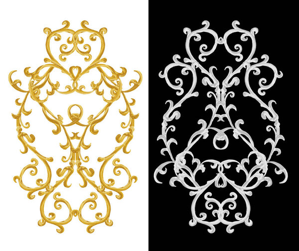 набор декоративных элементов. Блестящие золотые и серебряные локоны, арабский мотив, арабески. Isolated
.