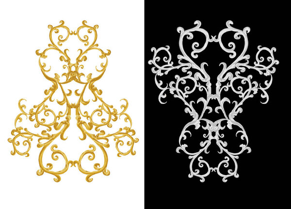 набор декоративных элементов. Блестящие золотые и серебряные локоны, арабский мотив, арабески. Isolated
.